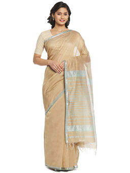 Fabindia - Beige Maheshwari Cotton Silk Saree