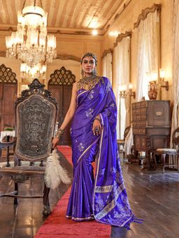 Elora - Purple Tussar Silk Banarasi Woven Design Saree with Unstitched Blouse