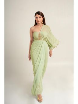 The Black Sheep Collective - Green Symphony Draped Dress