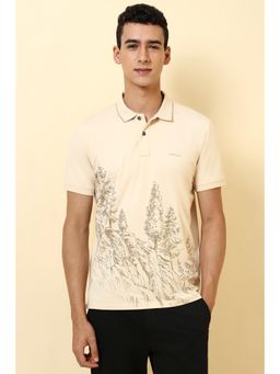 Allen Solly - Men Beige Print Polo Neck T-shirt