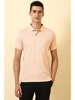 Allen Solly - Men Peach Print Polo Neck T-shirt