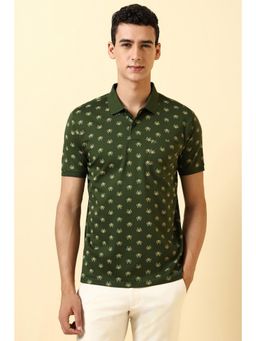 Allen Solly - Men Green Print Polo Neck T-shirt