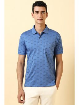 Allen Solly - Men Blue Print Polo Neck T-shirt