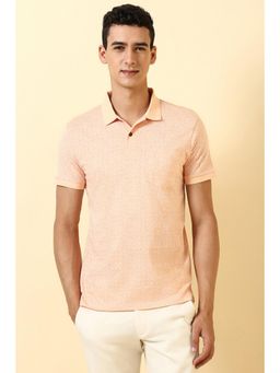 Allen Solly - Men Peach Print Polo Neck T-shirt