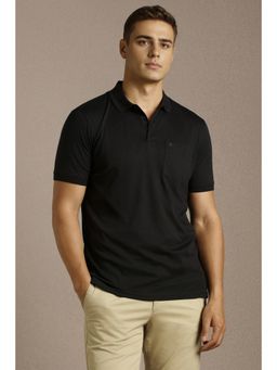 Louis Philippe - Men Black Solid Polo Neck T-shirt