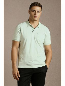 Louis Philippe - Men Green Print Polo Neck T-shirt