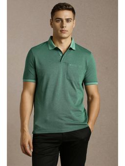 Louis Philippe - Men Green Solid Polo Neck T-shirt
