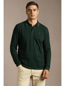 Louis Philippe - Men Green Solid Polo Neck T-shirt
