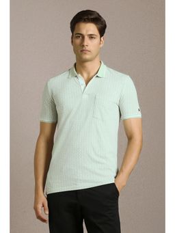 Louis Philippe - Men Green Print Polo Neck T-shirt