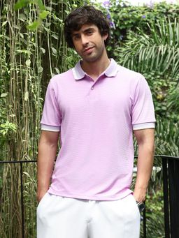 Campus Sutra - Men'S Lavender Graph-Tactile Polo T-Shirt