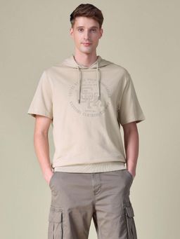 U.S. Polo Assn. Denim Co. - Beige Men's Hooded Relaxed Fit T-Shirt