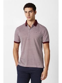 Van Heusen - Men Maroon Print Polo Neck T-shirt