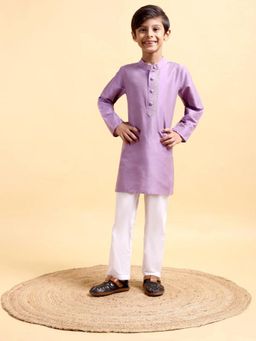 Mera Rang - Mauve Cotton Silk Kurta and Pyjama Mauve (Set of 2)