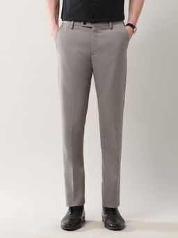 Arrow - Mens Textured Dobby Autoflex Formal Trouser- Grey