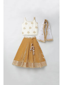 BYB Premium - Gold Embroidered Lehenga (Set of 3) (3-4 Years)