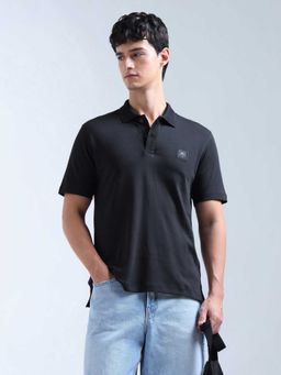 Flying Machine - Men Blue Cotton Relaxed Fit Polo T-Shirt