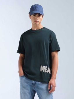 Flying Machine - Men Green Cotton Relaxed Fit T-Shirt