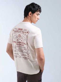Flying Machine - Men White Cotton Relaxed Fit T-Shirt