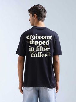 Flying Machine - Men Blue Cotton Relaxed Fit T-Shirt