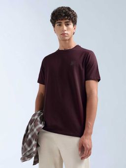 Flying Machine - Men Wine Cotton Regular Fit T-Shirt