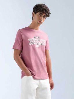 Flying Machine - Men Pink Cotton Regular Fit T-Shirt
