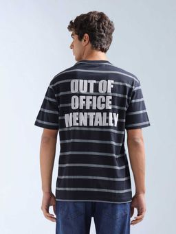Flying Machine - Men Blue Cotton Relaxed Fit T-Shirt