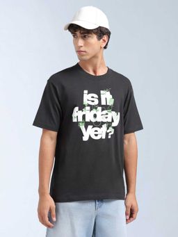 Flying Machine - Men Grey Cotton Relaxed Fit T-Shirt