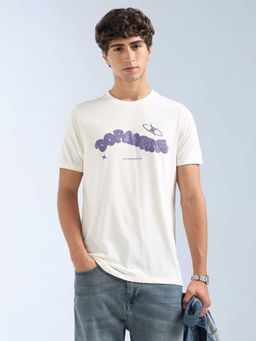 Flying Machine - Men White Cotton Regular Fit T-Shirt