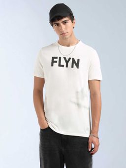 Flying Machine - Men White Cotton Regular Fit T-Shirt