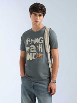 Flying Machine - Men Green Cotton Regular Fit T-Shirt