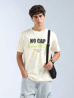 Flying Machine - Men White Cotton Relaxed Fit T-Shirt