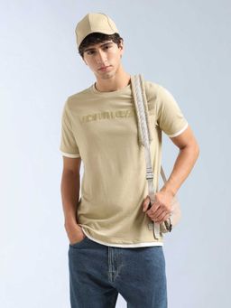 Flying Machine - Men Yellow Cotton Regular Fit T-Shirt