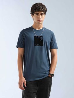 Flying Machine - Men Blue Cotton Regular Fit T-Shirt
