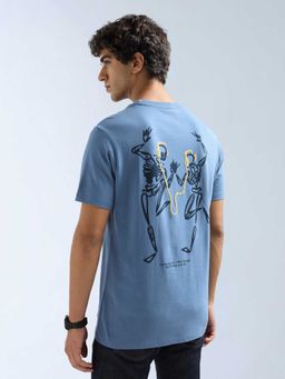 Flying Machine - Men Blue Cotton Regular Fit T-Shirt