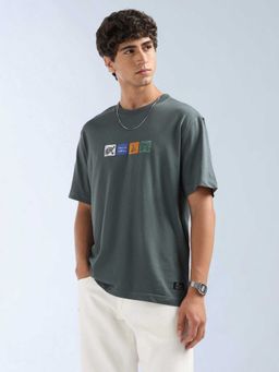 Flying Machine - Men Green Cotton Relaxed Fit T-Shirt