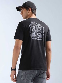 Flying Machine - Men Black Cotton Regular Fit T-Shirt