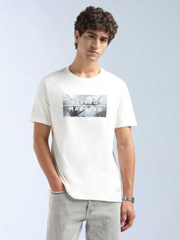 Flying Machine - Men White Cotton Regular Fit T-Shirt