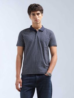 Flying Machine - Men Blue Cotton Regular Fit Polo T-Shirt
