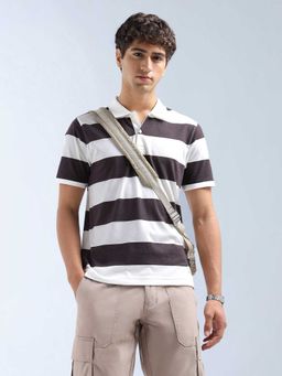 Flying Machine - Men Purple Cotton Regular Fit Polo T-Shirt