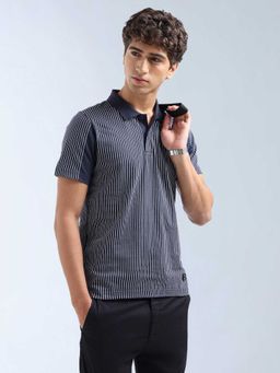 Flying Machine - Men Blue Cotton Regular Fit Polo T-Shirt