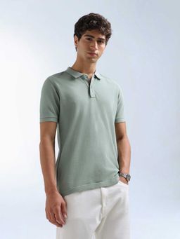 Flying Machine - Men Green Cotton Regular Fit Polo T-Shirt