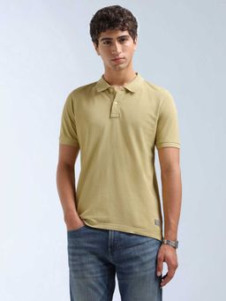Flying Machine - Men Yellow Cotton Regular Fit Polo T-Shirt