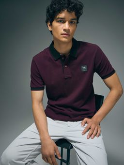 Flying Machine - Men Red Cotton Regular Fit Polo T-Shirt