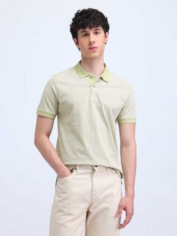 Flying Machine - Men Green Cotton Regular Fit Polo T-Shirt