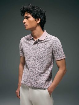 Flying Machine - Men Pink Cotton Regular Fit Polo T-Shirt