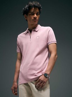 Flying Machine - Men Pink Cotton Regular Fit Polo T-Shirt