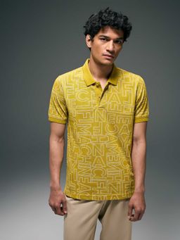 Flying Machine - Men Yellow Cotton Regular Fit Polo T-Shirt