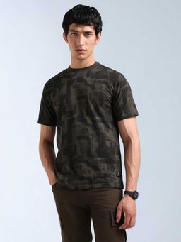 Flying Machine - Men Green Cotton Relaxed Fit T-Shirt