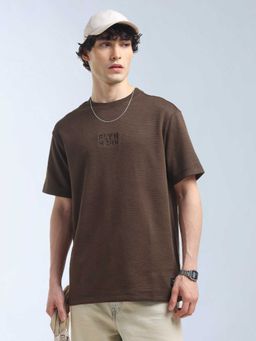 Flying Machine - Men Brown Cotton Relaxed Fit T-Shirt