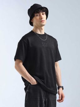 Flying Machine - Men Black Cotton Relaxed Fit T-Shirt